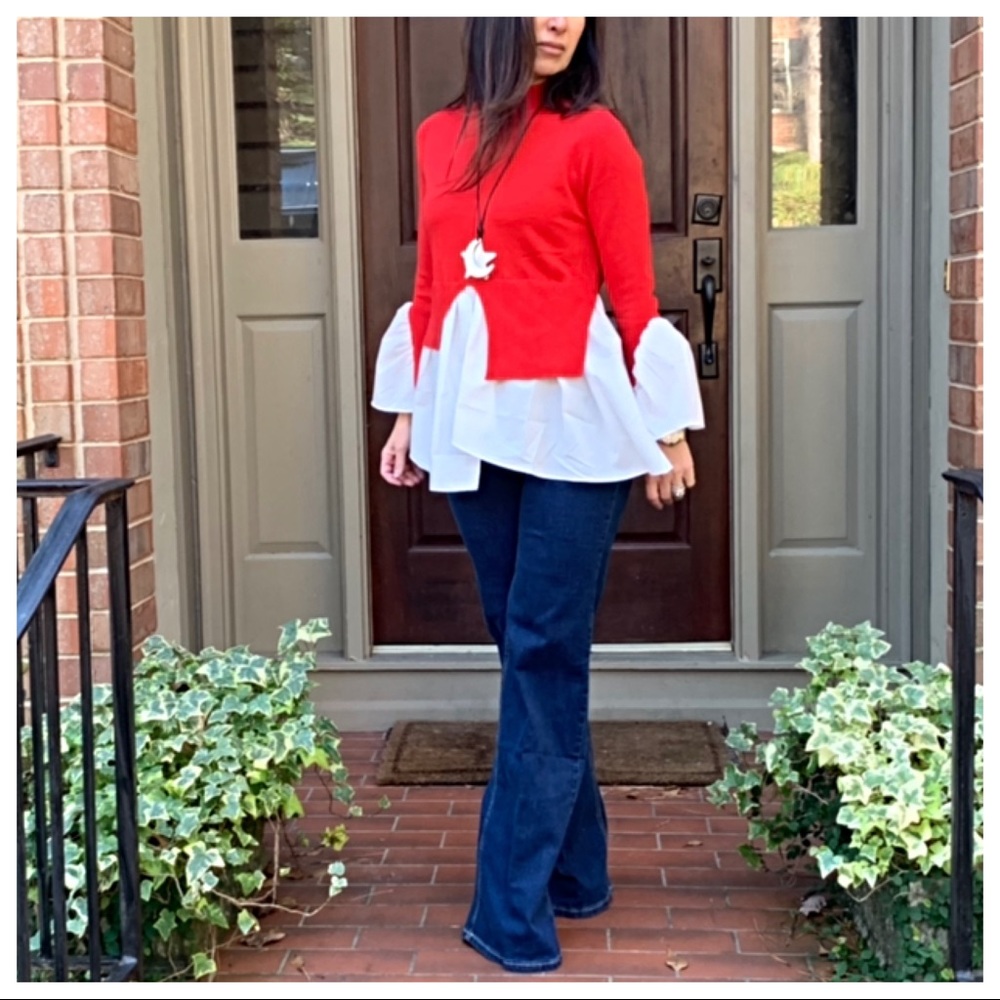✨LAST ONE ✨PARIS✨Red Stunning shirted sweater - Picture 2 of 8